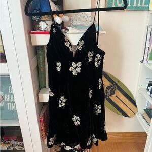Urban Outfitters Black Dress with Daisy Embroidery